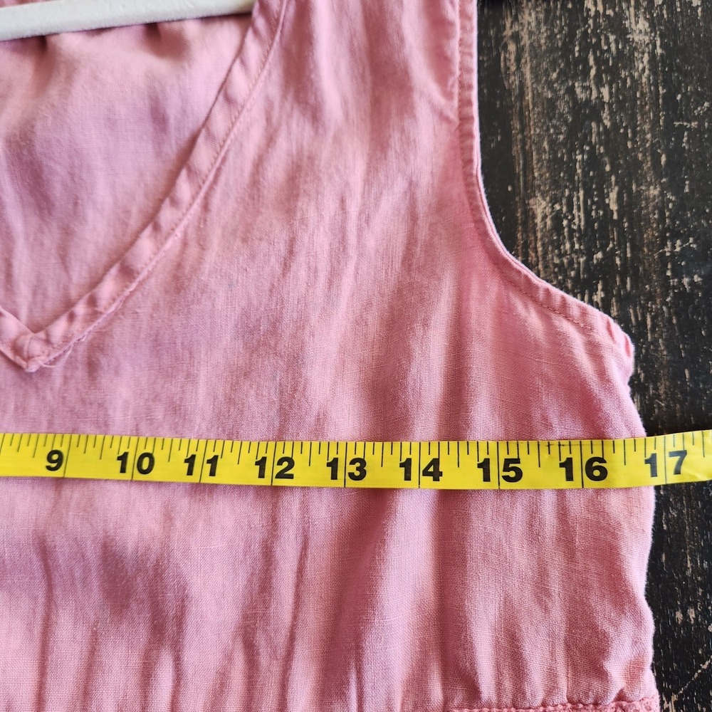 Lucky Brand Baby Doll Tiered Linen Dress Small Pink Boho Summer Beach Croquette - Picture 4 of 11
